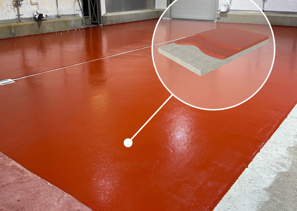 photo of a resinous floor system for a cement floor